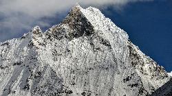 Across the valley from Annapurna Base Camp, the famous moutain rises high into the air.