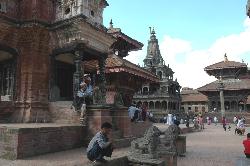 Sitting in Patan's durbar square.