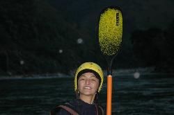 Sonam showed enormous courage; went down a big rapid and flipped twice. To the guides' knowledge; she is the first local woman to ever kayak a river in Nepal.