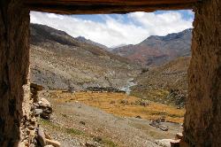 View of Charkha village and the fields that surround this remote settlement.