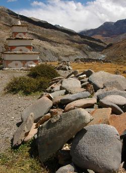 Mani wall and chorten of Charkha.