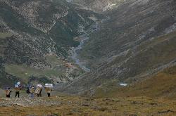 Kitchen crew on the way to Shey, a tiny settlement with a well-known monastery.