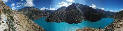 Panorama from high above the Puksumdo lake. We came from Ringmo at the very right, and head to Shey via the northern shore at the very left.