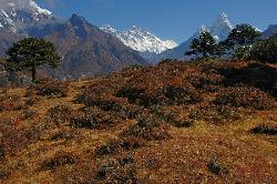 When the sun hits it gets warm; bushes and trees get their color while Mount Everst and Ama Dablam turn from silhouettes into real mountains.