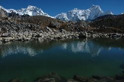 Some smaller lakes in the area offer reflections of stunning peaks.