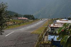 A short and spectacular flight from Kathmandu along the Himalayan chain culminates in the landing on Lukla's steep runway.