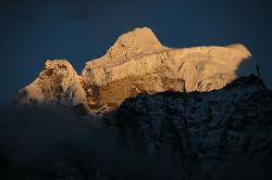 The upper part of Kangtega in the evening sky.