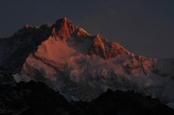 5.39; first morning sun hits the south-eastern face of Kangchenjunga.