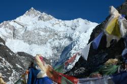 Finally we reach Goecha La where prayerflags mark the pass.