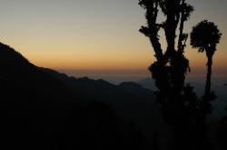 Sunrise over the low hills of south Sikkim and Darjeeling.