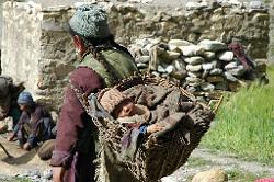 Baby transport the Ladakhi way.