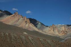 On the way to Sirsir La we see the jagged rocks at the entrance of Shilla gorge; our planned route for the way back.