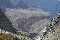 Turning around while climbing up to Hanumil La reveals a chasm and part of yesterday walk.