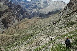 The trail traverses the slope above Yulchung.