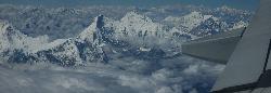 Mount Everest and Makalu from the north-eastern Tibetan side; a stunning flight.