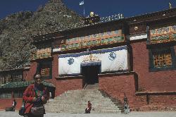 In front of the main building in Tsurphu.