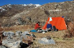 Our camp for the next two days in Chanu; where people spend the summer with their herds.