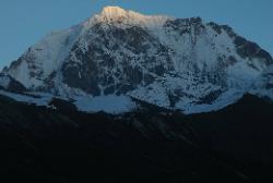 One of the few evenings without fog let's us watch the sunset on Chombo peak.