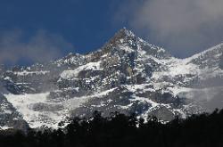 A day north of Sikkim we get close to the mountains that rise above the silhouettes of trees.