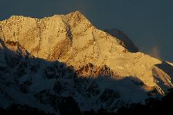 Sunrise on Kangchenjunga's rarely seen east face