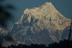 View of Siniolchu from Emchi monastery in Gangtok. The mountain is only 6'886 m high but its fluted summit makes it one of the most stunning Himalayan peaks. If things work as planned, I'll stand at its eastern foot in two weeks during the North Sikkim trek.