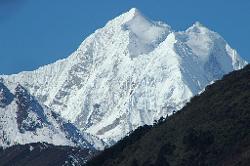 The Twins, a fantastic double peak of snow and ice on the border to Nepal.