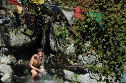 The walk through overgrown trails in the hot morning makes it hard to enjoy the hot spring in Tsarum at first. But after a rinse in the cold creek, it feels wonderful to sit under the pipes with hot water. Unlike other hot springs, this one is kept very clean, is visited by few people and the water doesn't even smell bad. It's definitely one of the top-3 hot springs in the Himalayas.